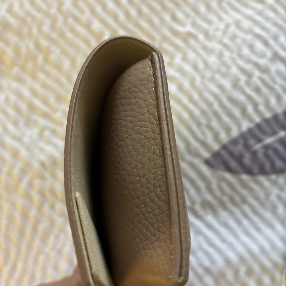 AUTHENTIC MAX MARA EYEGLASS / SUNGLASS CASE - TAN Semi Hard Pebbles Leather Case